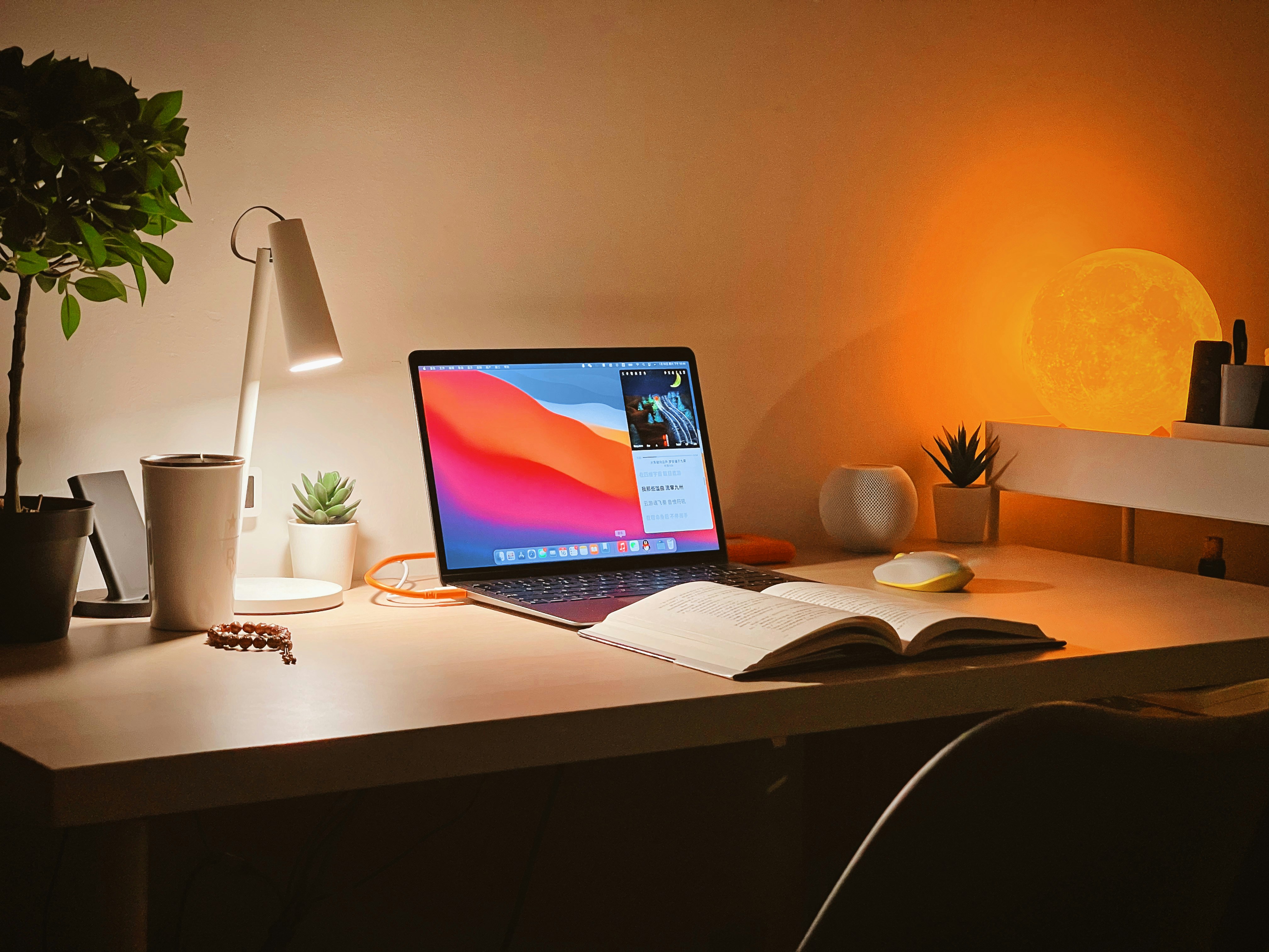 Desk with study materials for test preparation